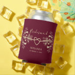 Burgundy Floral Bridesmaid-Geschenk Dosenkühler<br><div class="desc">Zeigen Sie Ihre Wertschätzung mit unserem eleganten,  rustikal-schicken burgundy Bridesmaid Geschenk kann kühler. Jedes personalisiert mit seinem Namen und dem Datum,  mit einem goldenen Seilherz und vergoldeter Blumenspitze,  ist ein gedankenvoller Token,  der den bohligen Charme mit zeitloser Eleganz verbindet.</div>