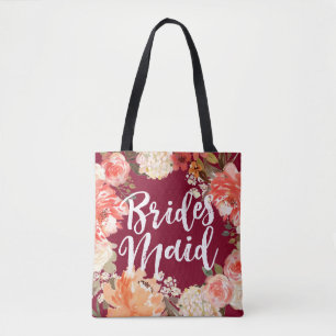 Burgundy Floral Bridesmaid Tasche