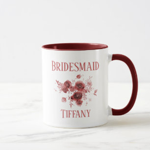 Burgundy Floral Bridesmaid  Tasse
