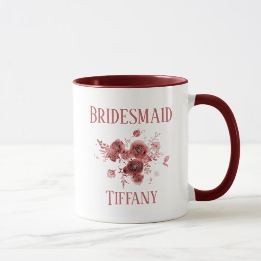 Burgundy Floral Bridesmaid Tasse (Rechts)