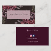 Burgundy Floral Business Card Visitenkarte (Vorne/Hinten)