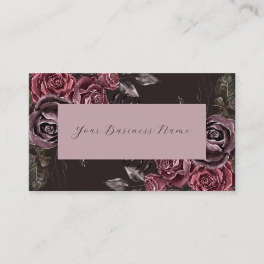 Burgundy Floral Business Card Visitenkarte (Vorderseite)