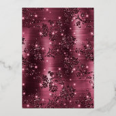 Burgundy Floral Butterfly Navy Quinceanera Gold Folieneinladung (Rückseite)