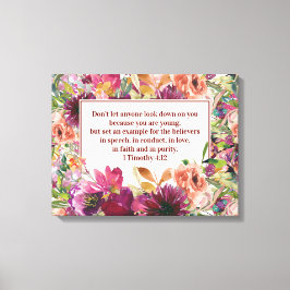 Burgundy Floral Christlich Bibel Timothy Jugend Leinwanddruck