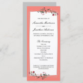 Burgundy Floral Coral | Gray Geometric Wedding Programm (Vorne/Hinten)