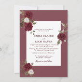 Burgundy Floral Deep Wine Old Money Wedding Einladung (Vorderseite)