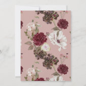 Burgundy Floral Deep Wine Old Money Wedding Einladung (Rückseite)