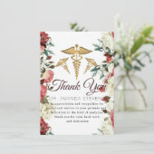 Burgundy Floral Doctor Danke Karte (Stehend Vorderseite)