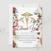 Burgundy Floral Doctor Danke Karte (Vorderseite)