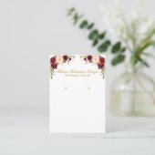 Burgundy Floral Earring Display Gold Visitenkarte (Stehend Vorderseite)