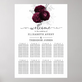 Burgundy Floral Elegant Hochzeitsstipps Poster