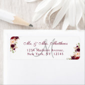 Burgundy Floral Elegant Monogram Wedding Address (Insitu)