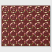 Burgundy Floral Elegant Peony Monogram Wedding Geschenkpapier (Flach)