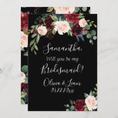 Burgundy Floral Elegant Rustikal sein meine Brautj Einladung (Vorne/Hinten)