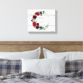 Burgundy Floral Elegant Rustikale Namen Keepake Leinwanddruck (Insitu (Schlafzimmer))