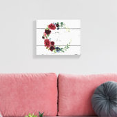 Burgundy Floral Elegant Rustikale Namen Keepake Leinwanddruck (Insitu (Wohnzimmer))