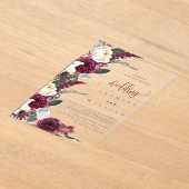 Burgundy Floral Elegant Wedding Acryleinladungen (Ablage )