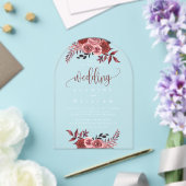 Burgundy Floral Elegant Wedding Acryleinladungen (Insitu (Hochzeit))