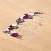 Burgundy Floral Elegant Wedding Acryleinladungen (Ablage )