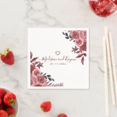 Burgundy Floral Elegante Monogram Rustikale Hochze Serviette (Beispiel)