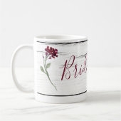Burgundy Floral Elegante Rustikale Brautjungfrau Kaffeetasse (Links)