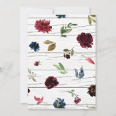 Burgundy Floral Elegante Rustikale Hochzeit Einladung (Rückseite)