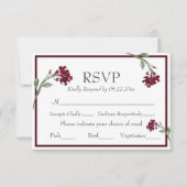 Burgundy Floral Elegante Rustikale UAWG RSVP Karte (Vorderseite)