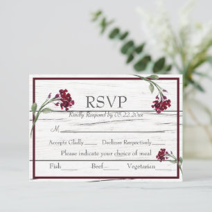 Burgundy Floral Elegante Rustikale UAWG RSVP Karte