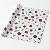Burgundy Floral Elegante Rustikale Wasserfarbe Hüb Geschenkpapier (Ungerollt)
