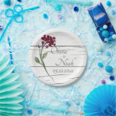 Burgundy Floral Elegante Rustikale Wasserfarbe Nam Pappteller (Party)