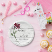 Burgundy Floral Elegante Rustikale Wasserfarbe Nam Pappteller (Party)