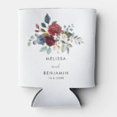 Burgundy Floral Elegante Script-Gastgeschenke Hoch Dosenkühler (Vorderseite)