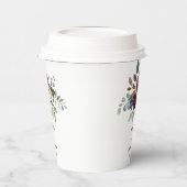 Burgundy Floral Elegante Script Wedding Probe Pappbecher (Links)