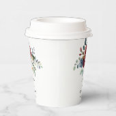 Burgundy Floral Elegante Script Wedding Probe Pappbecher (Rechts)