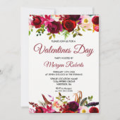 Burgundy Floral Eleganter Valentinstag Einladung (Vorderseite)