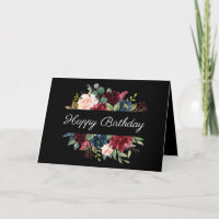 Burgundy Floral Elegantes Hübsches Wasser Geburtst