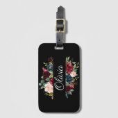 Burgundy Floral Elegantes Hübsches Wasser Gepäckanhänger (Vorderseite Vertikal)