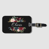Burgundy Floral Elegantes Hübsches Wasser Gepäckanhänger (Vorderseite (Horizontal))