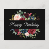 Burgundy Floral Elegantes Wasserfarben Budget Gebu Postkarte (Vorderseite)