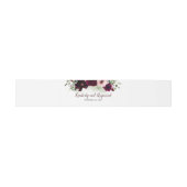 Burgundy Floral Elegantes Wasserfarbenhochzeit Einladungsbanderole (Flach)