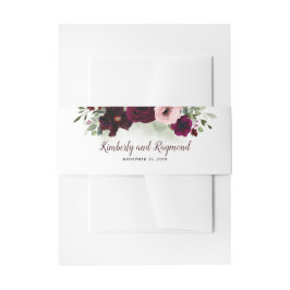 Burgundy Floral Elegantes Wasserfarbenhochzeit Einladungsbanderole