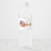 Burgundy Floral Erster Geburtstag Wasserflaschenetikett (Vorderseite)