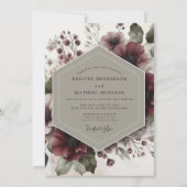 Burgundy Floral Ethereal Wedding Einladung (Vorderseite)