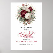 Burgundy Floral Eucalyptus Gold Bridal Welcome  Poster (Vorne)