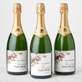 Burgundy Floral Fall Brautparty Weinkarte Schaumweinetikett (Flaschen)