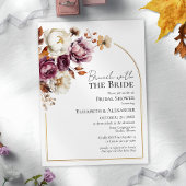 Burgundy Floral Fall Brunch mit Brautdusche Einladung