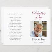 Burgundy Floral Foto Feier des Lebensprogramms (Vorne/Hinten)