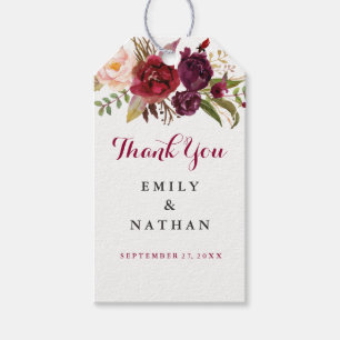 Burgundy Floral Gefallen Vielen Dank, dass Sie Tag Geschenkanhänger