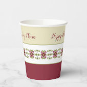 Burgundy Floral Gemustert Pappbecher (Links)