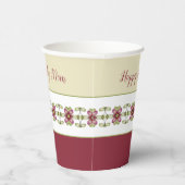 Burgundy Floral Gemustert Pappbecher (Rechts)